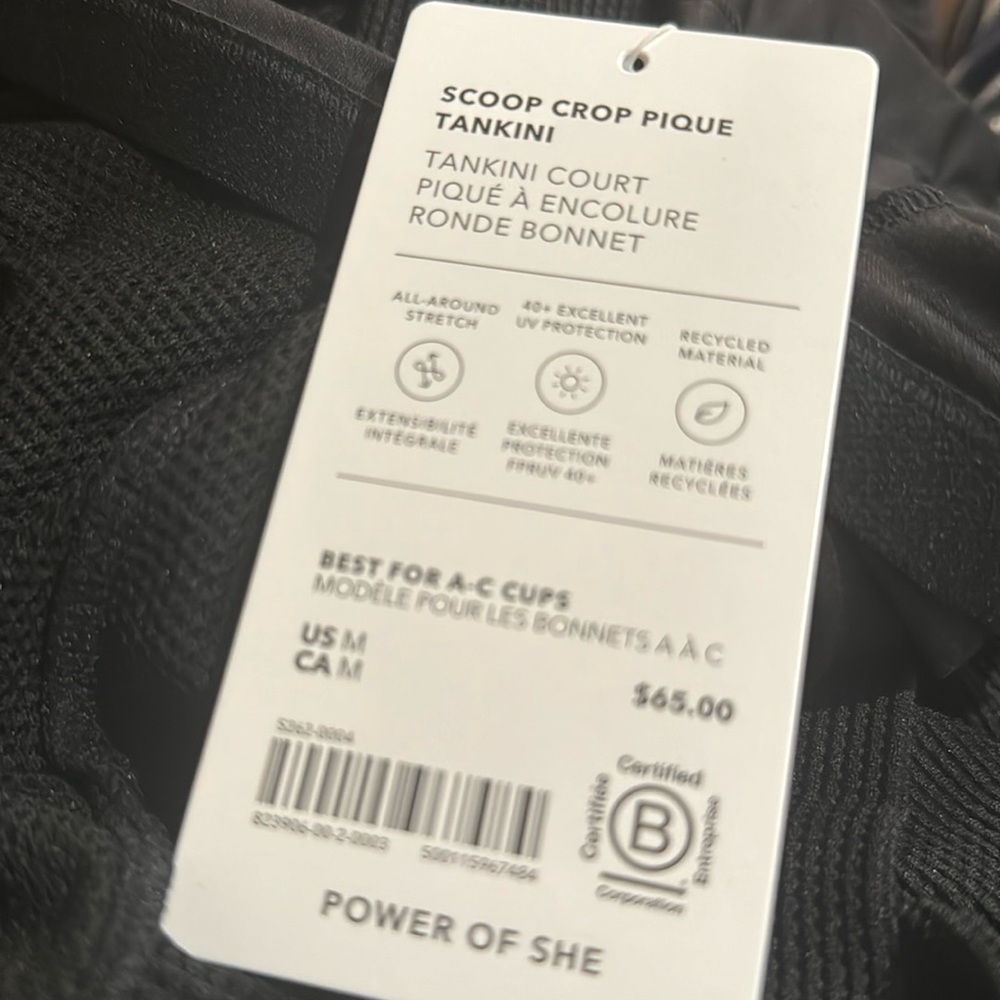Athleta SCOOP CROP TANKINI A-C // Pique Black - Picture 6 of 9